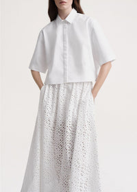 Jupe midi en broderie anglaise - White