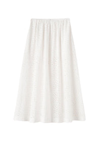 Jupe midi en broderie anglaise - White