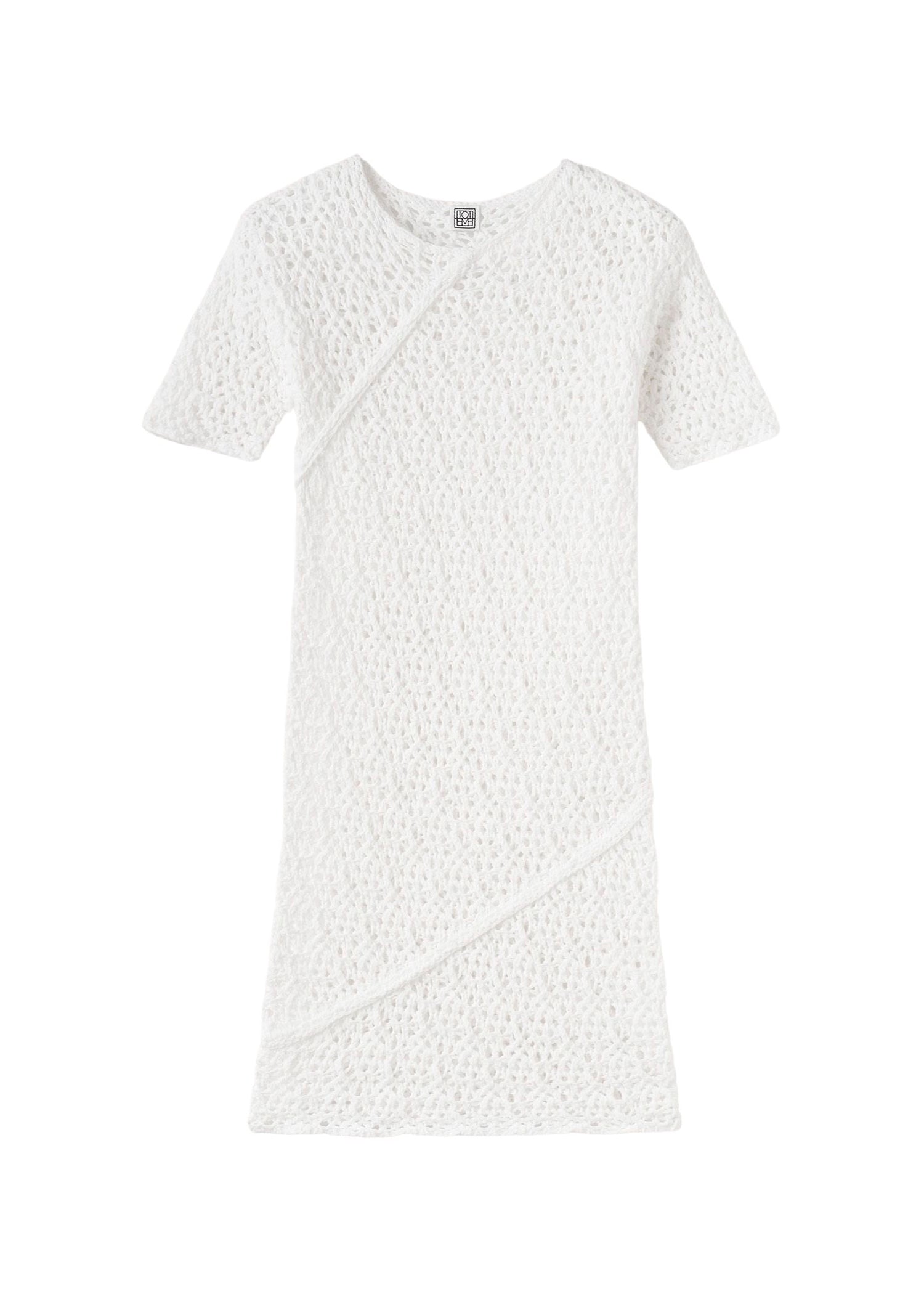 T-shirt torsadé en crochet - White