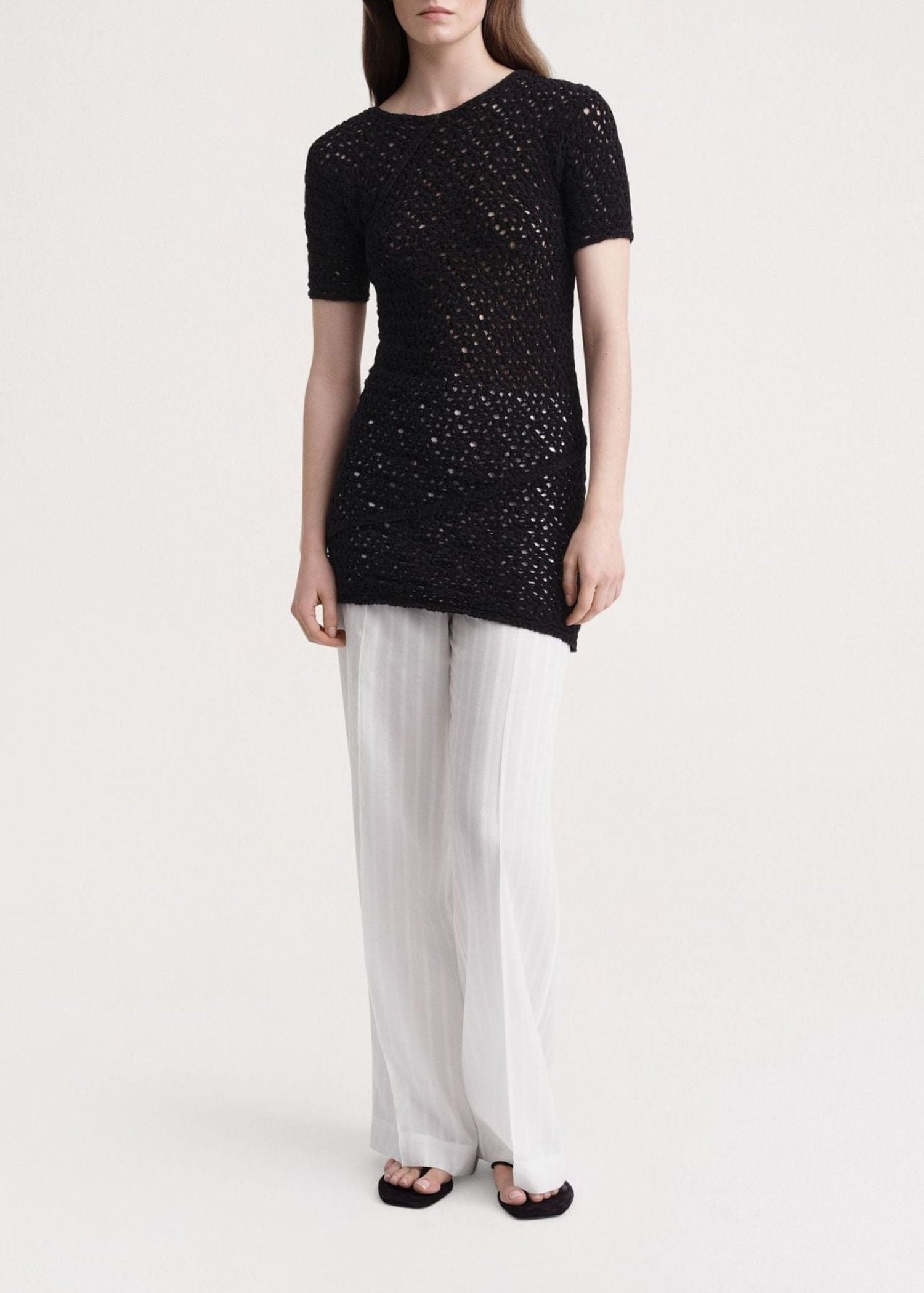 T-shirt torsadé en crochet - Black