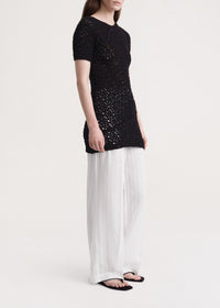 T-shirt torsadé en crochet - Black