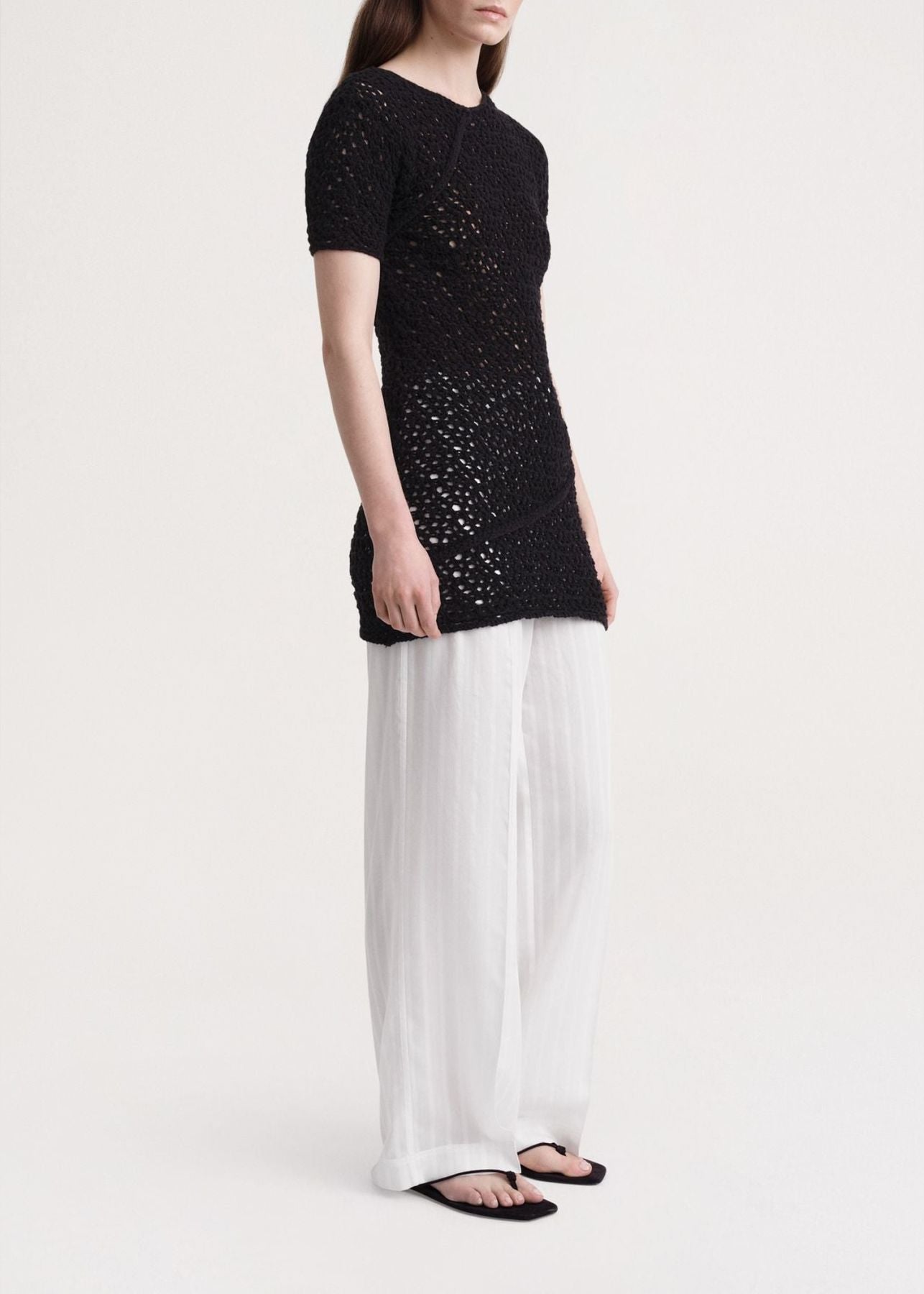 T-shirt torsadé en crochet - Black