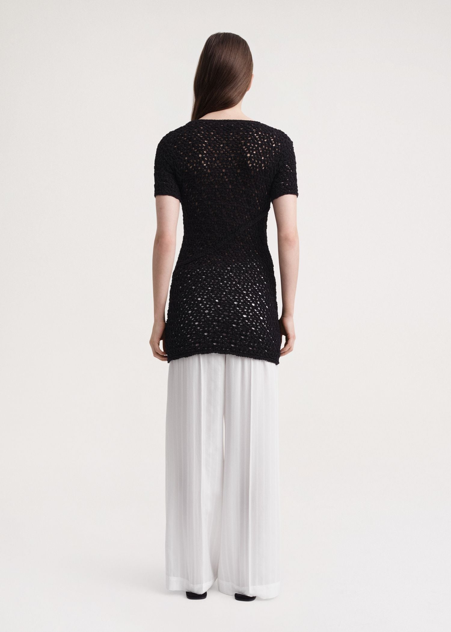 T-shirt torsadé en crochet - Black