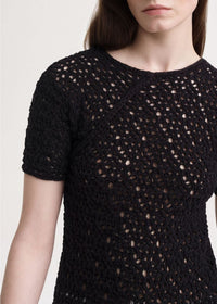 T-shirt torsadé en crochet - Black