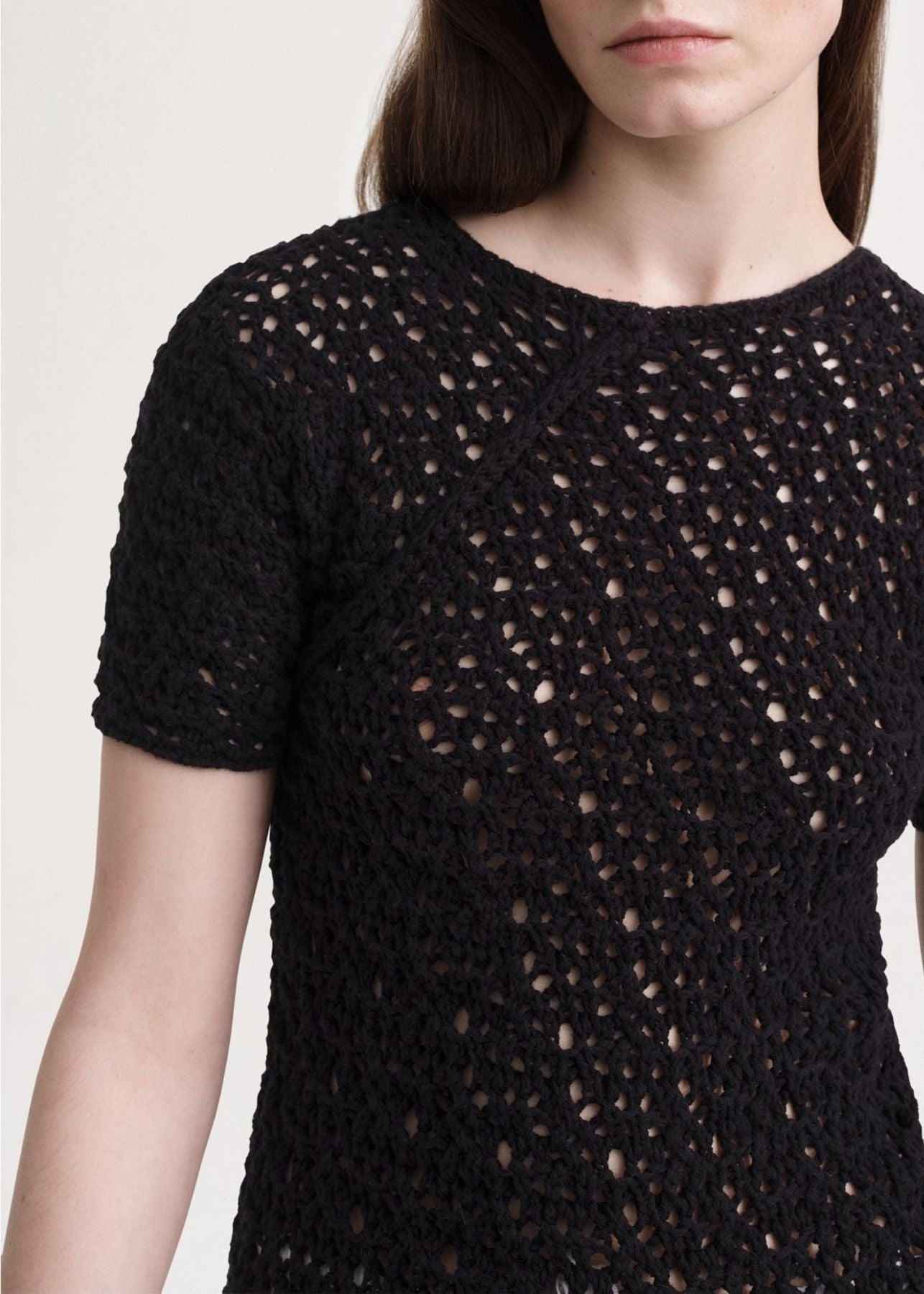 T-shirt torsadé en crochet - Black