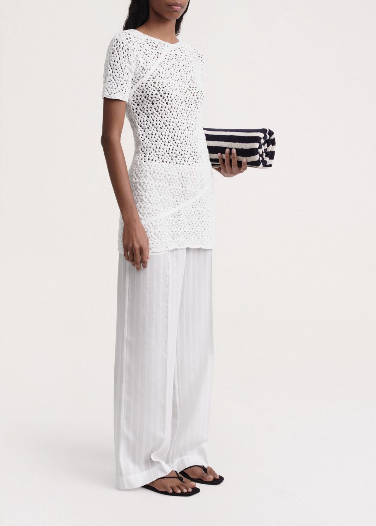 T-shirt torsadé en crochet - White