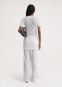 T-shirt torsadé en crochet - White