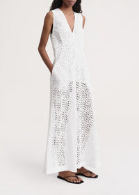 Robe longue en broderie anglaise - White