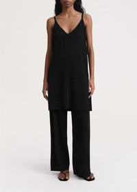 Robe midi à glissière en pointelle monogramme - Black