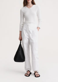 Pantalon cargo à multiples poches - White