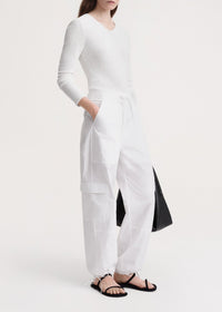 Pantalon cargo à multiples poches - White