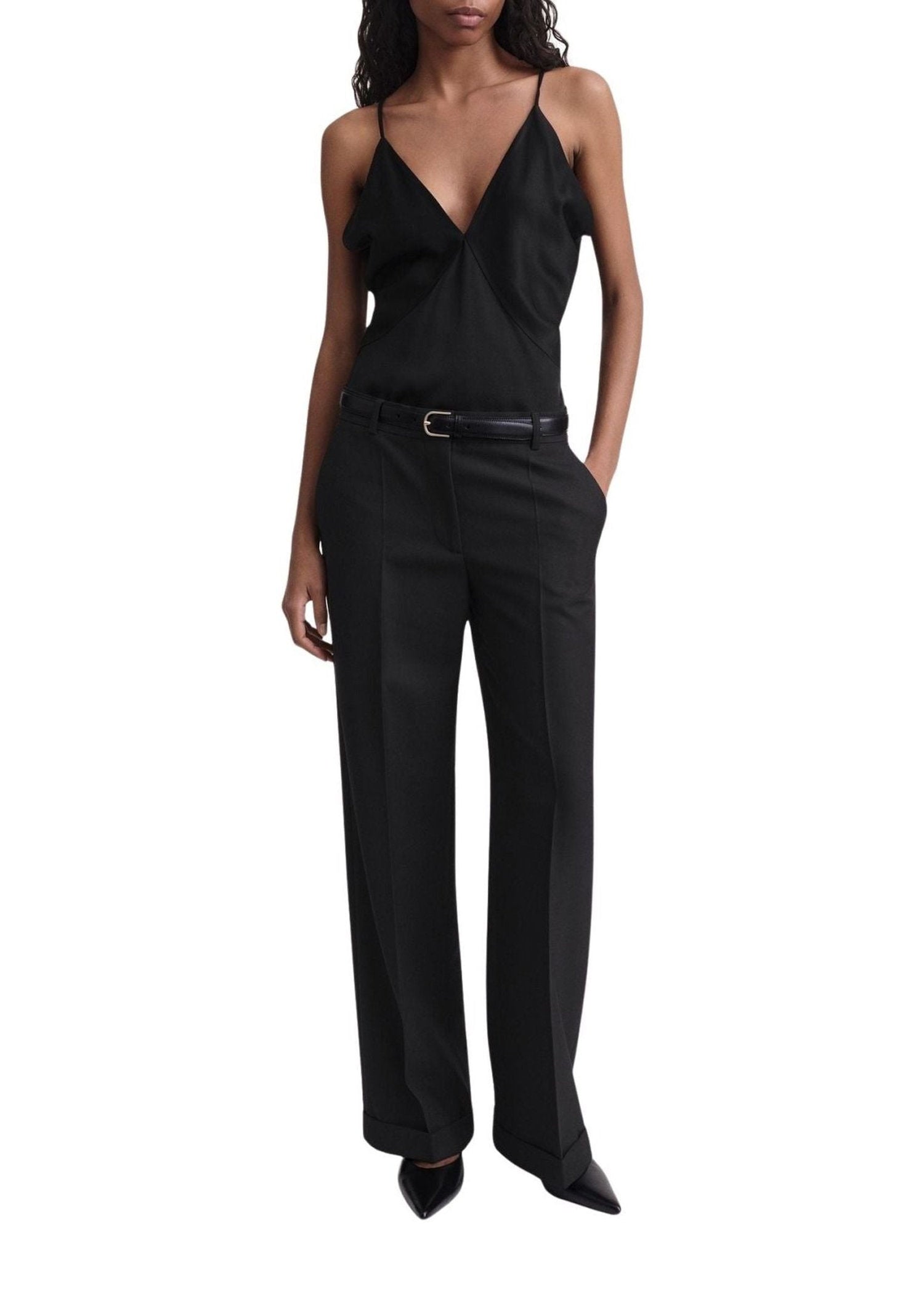 Pantalon de tailleur en laine mélangée - Black