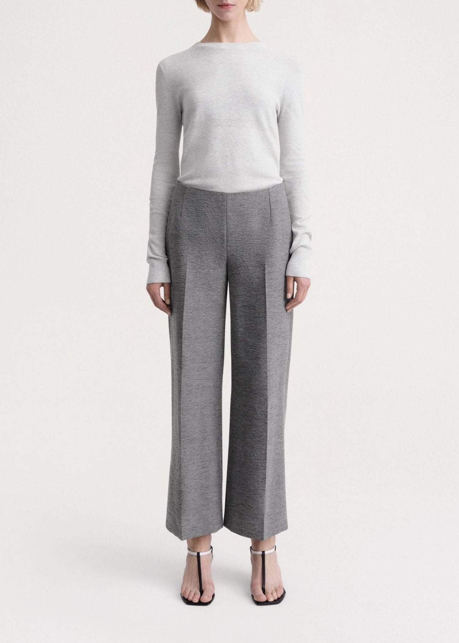 Pantalon large en laine - Grey Melange