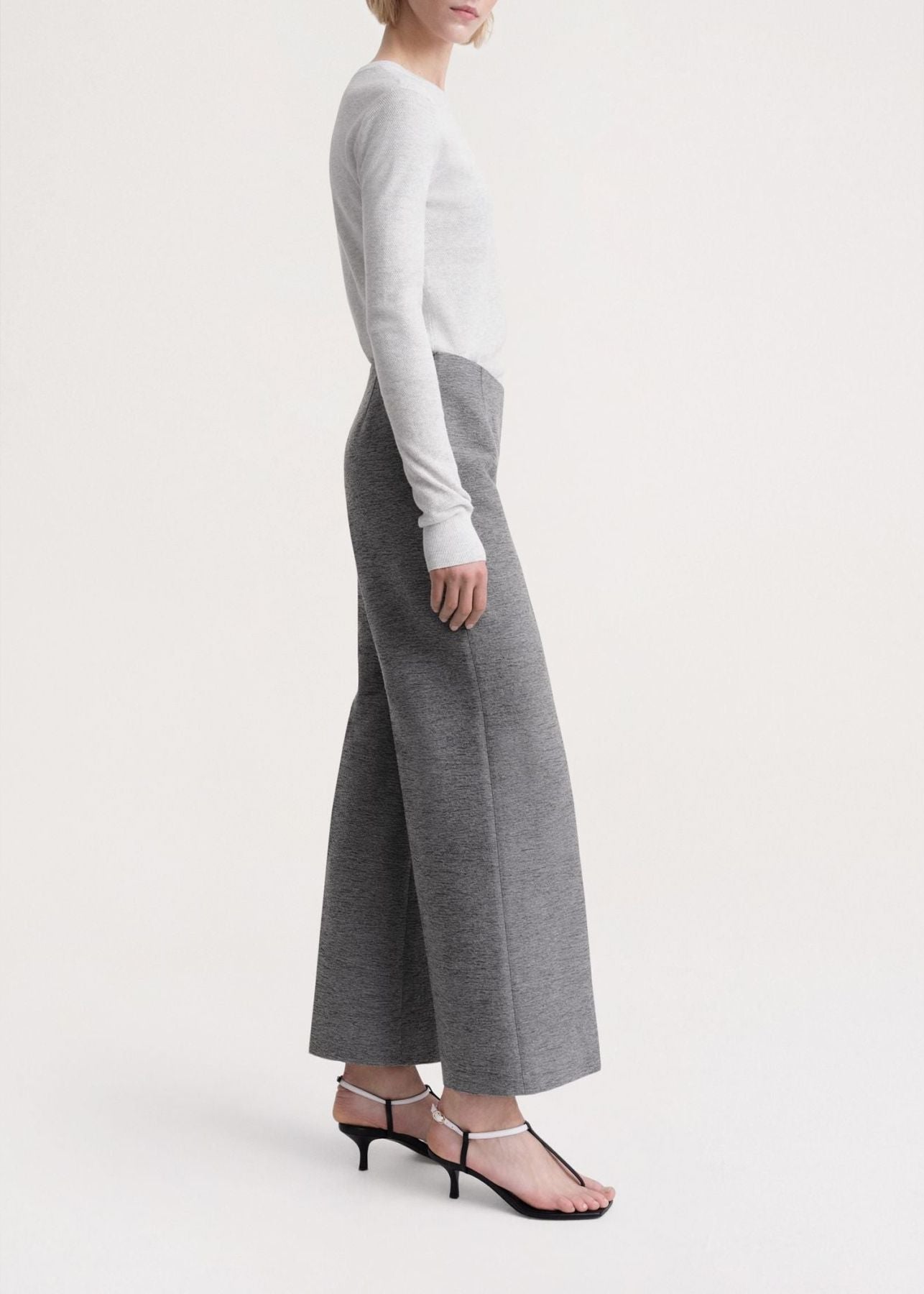 Pantalon large en laine - Grey Melange
