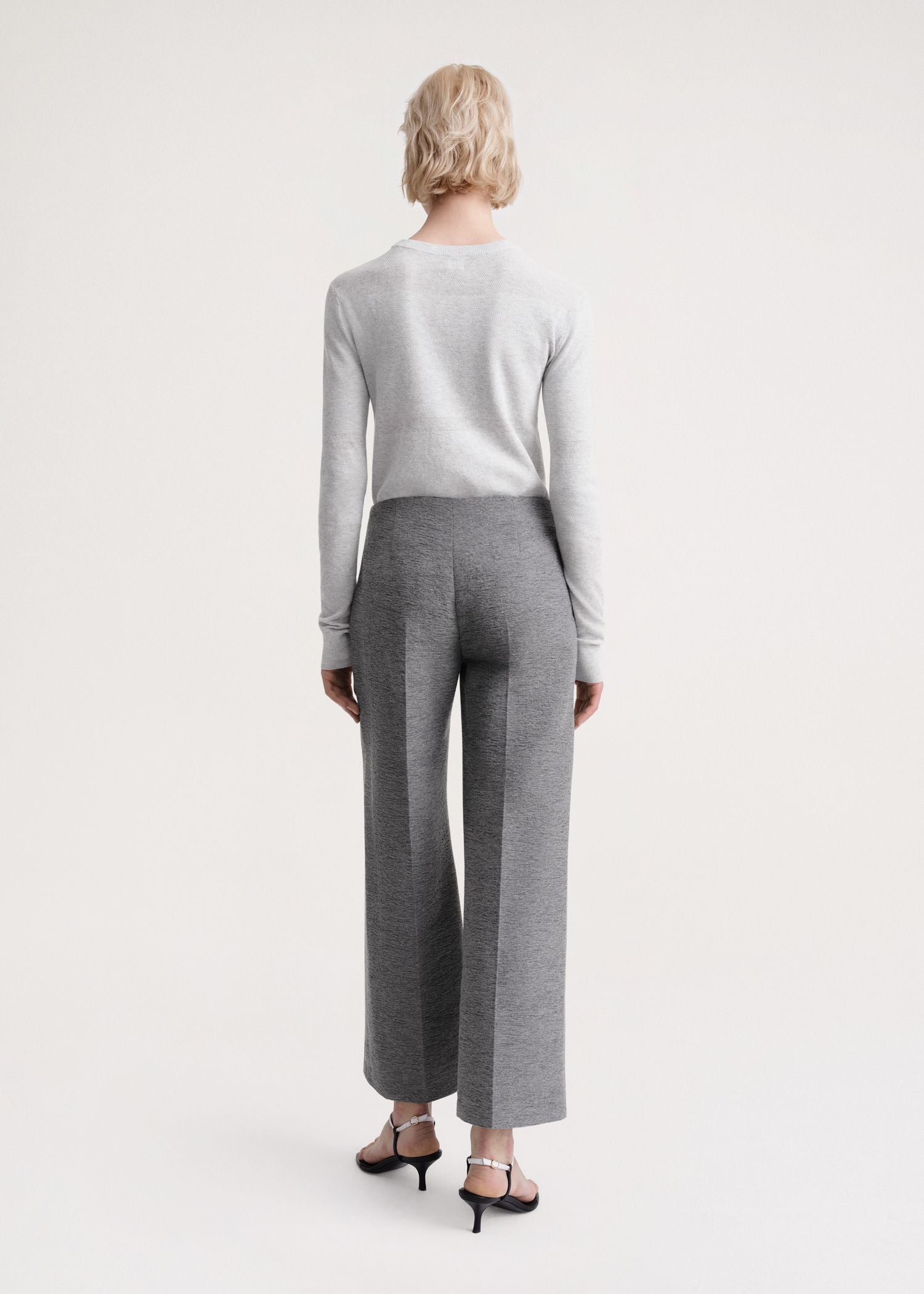 Pantalon large en laine - Grey Melange