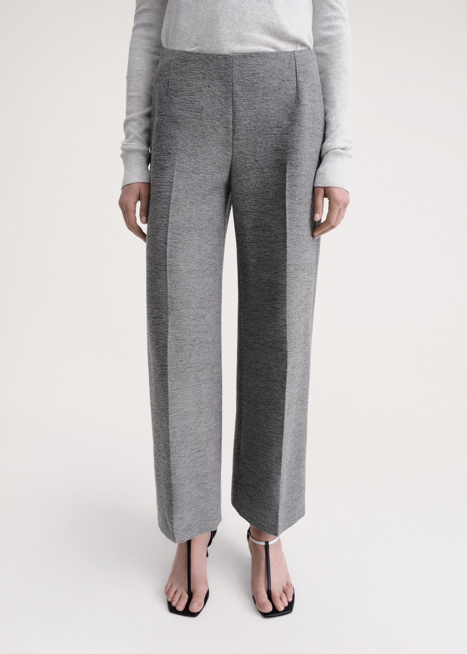 Pantalon large en laine - Grey Melange