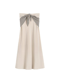 Jupe midi à foulard rayé en soie - Sand