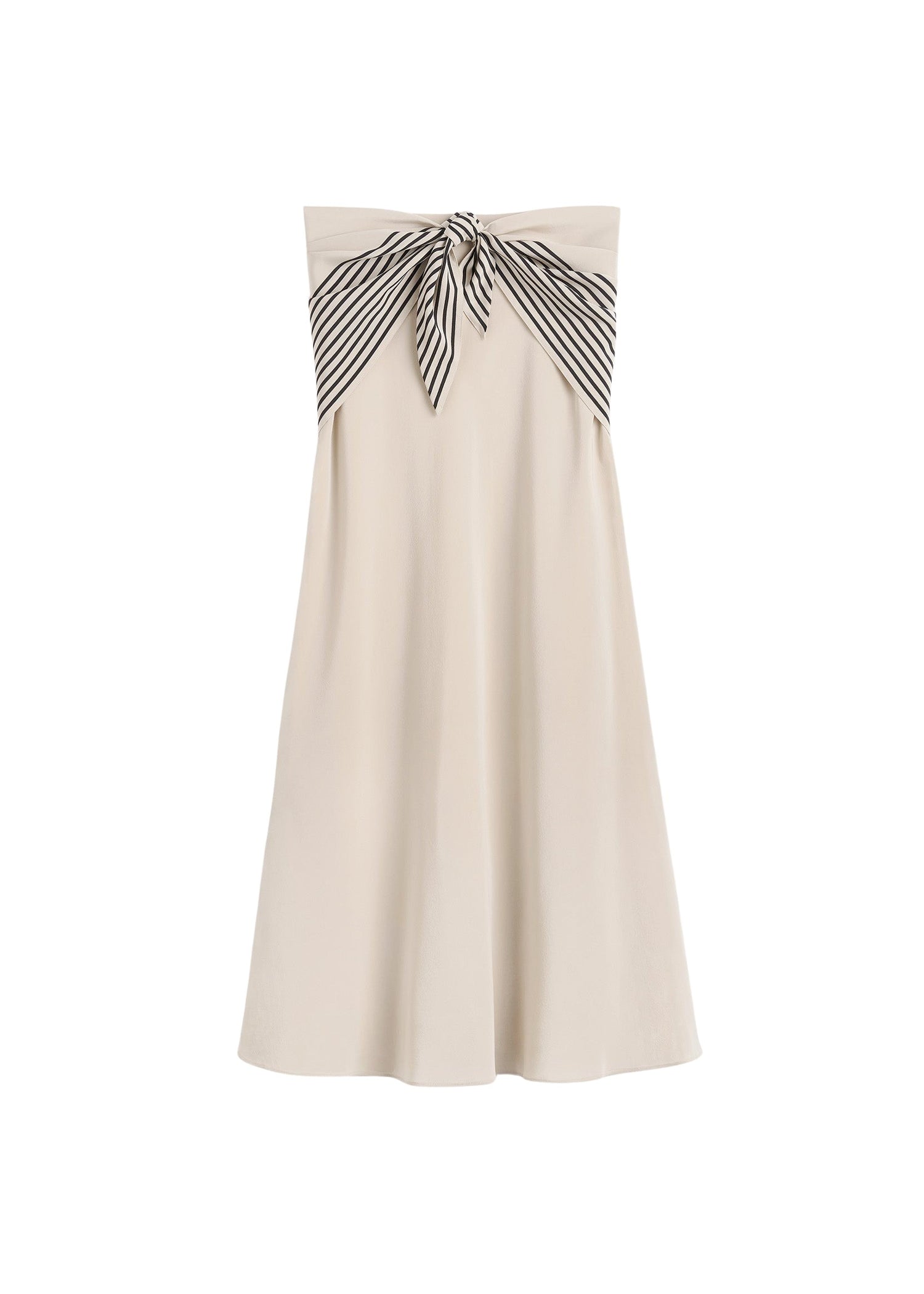 Jupe midi à foulard rayé en soie - Sand