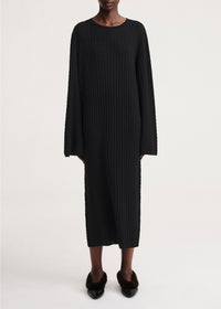 Robe midi torsadée en laine - Black