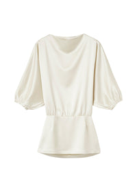 Draped satin blouse - Macadamia