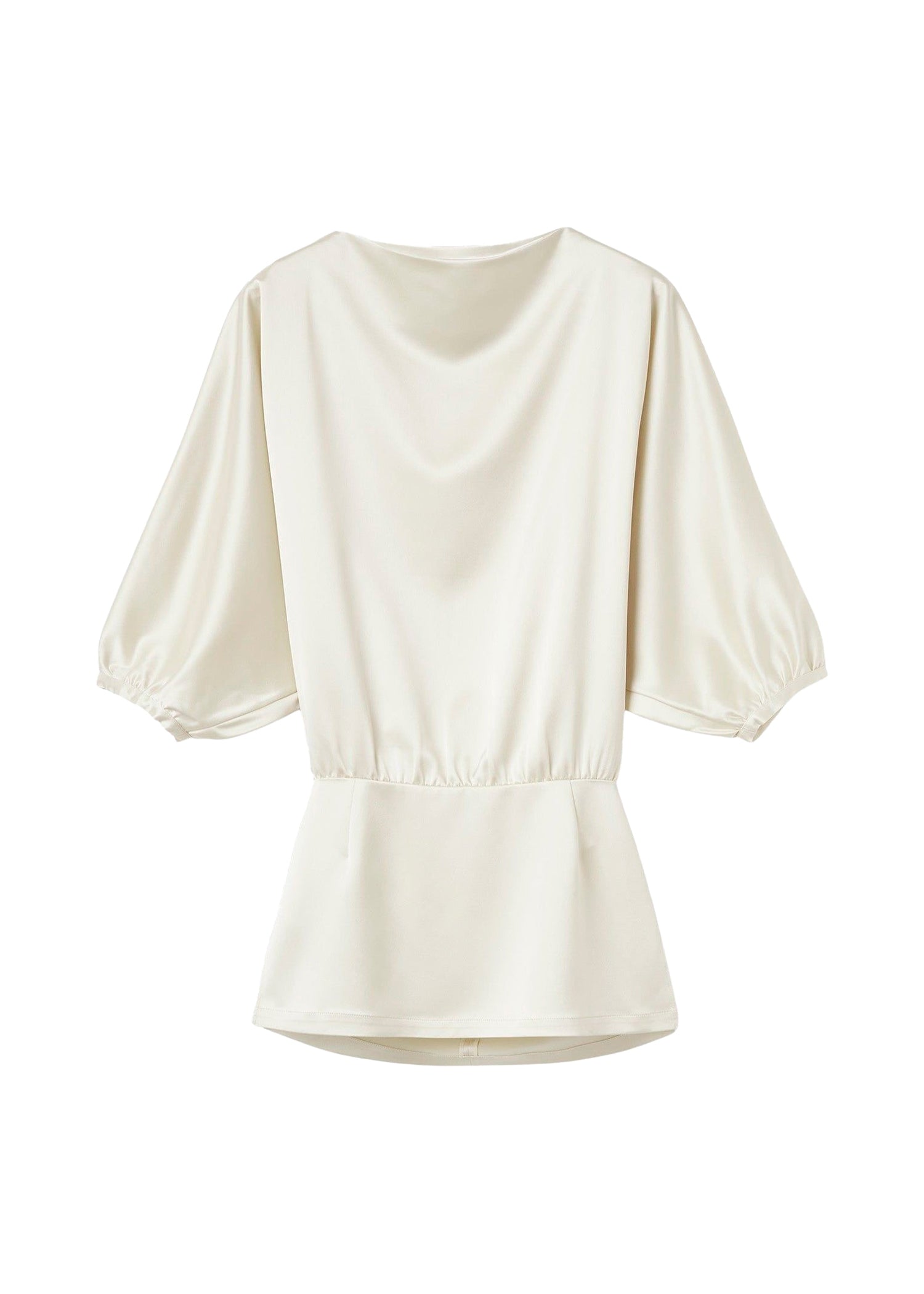 Draped satin blouse - Macadamia