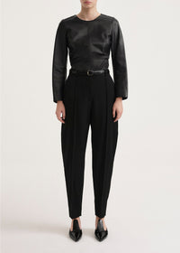 Pantalon à plis cousus en laine - Black