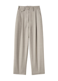 Pantalon à boutons fluide en laine - Light Hay Melange