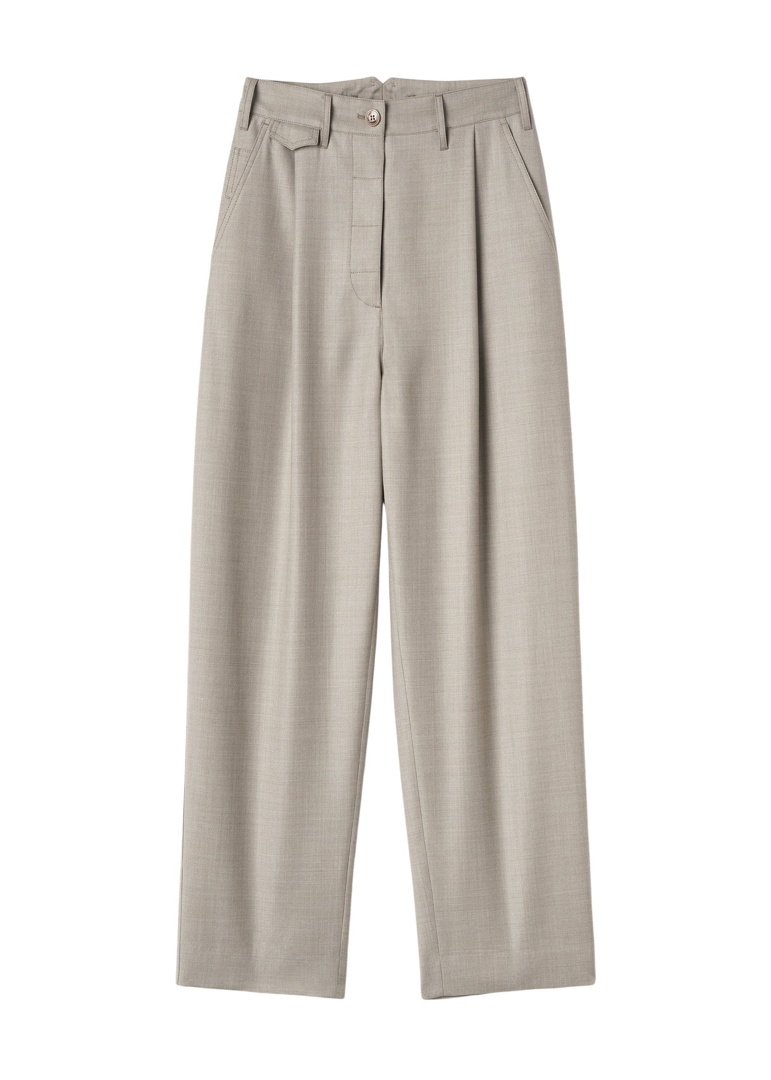 Pantalon à boutons fluide en laine - Light Hay Melange