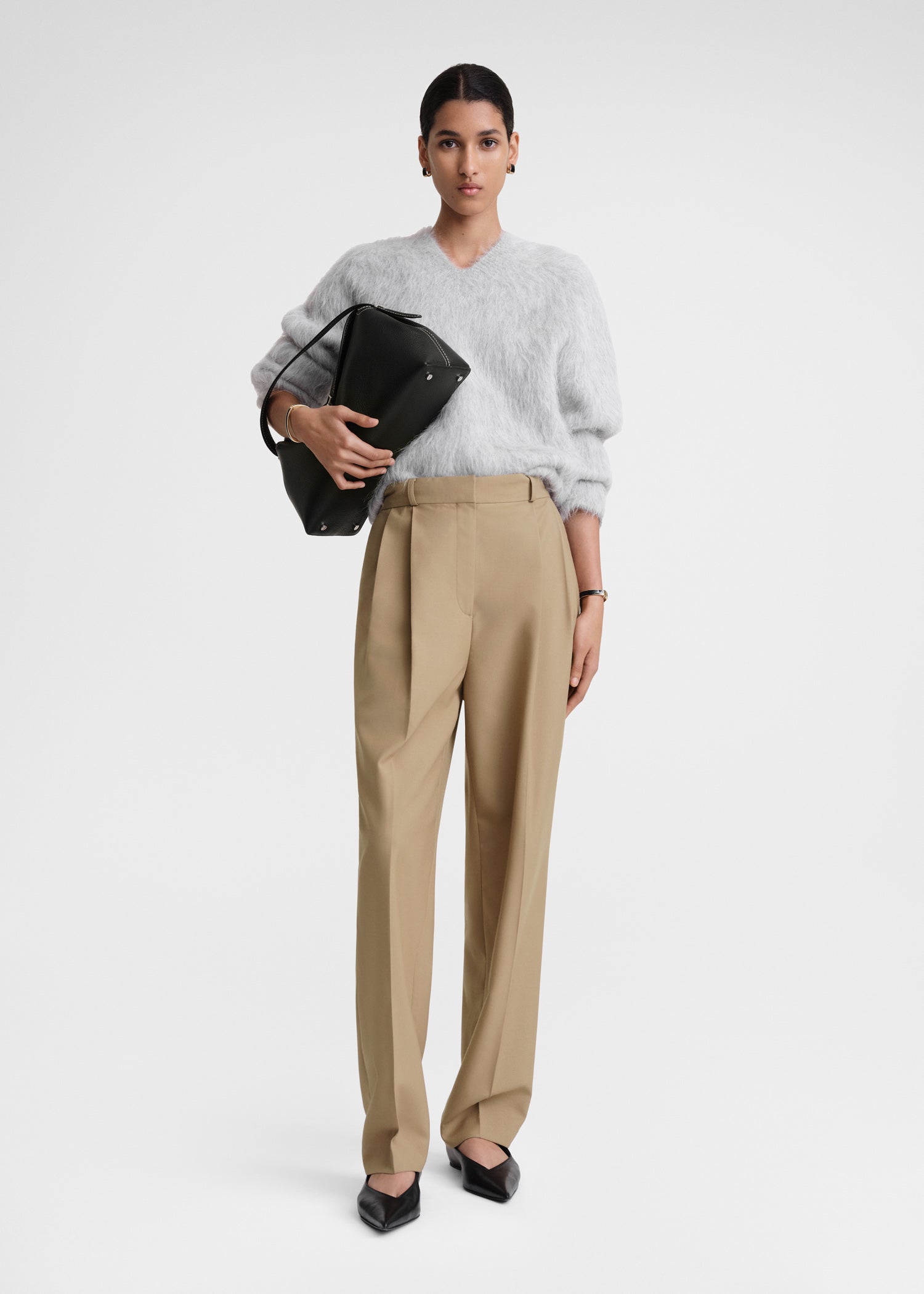 DOUBLE-PLEATED TAILORED TROUSERS