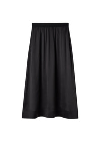 Jupe midi satinée en soie - Black