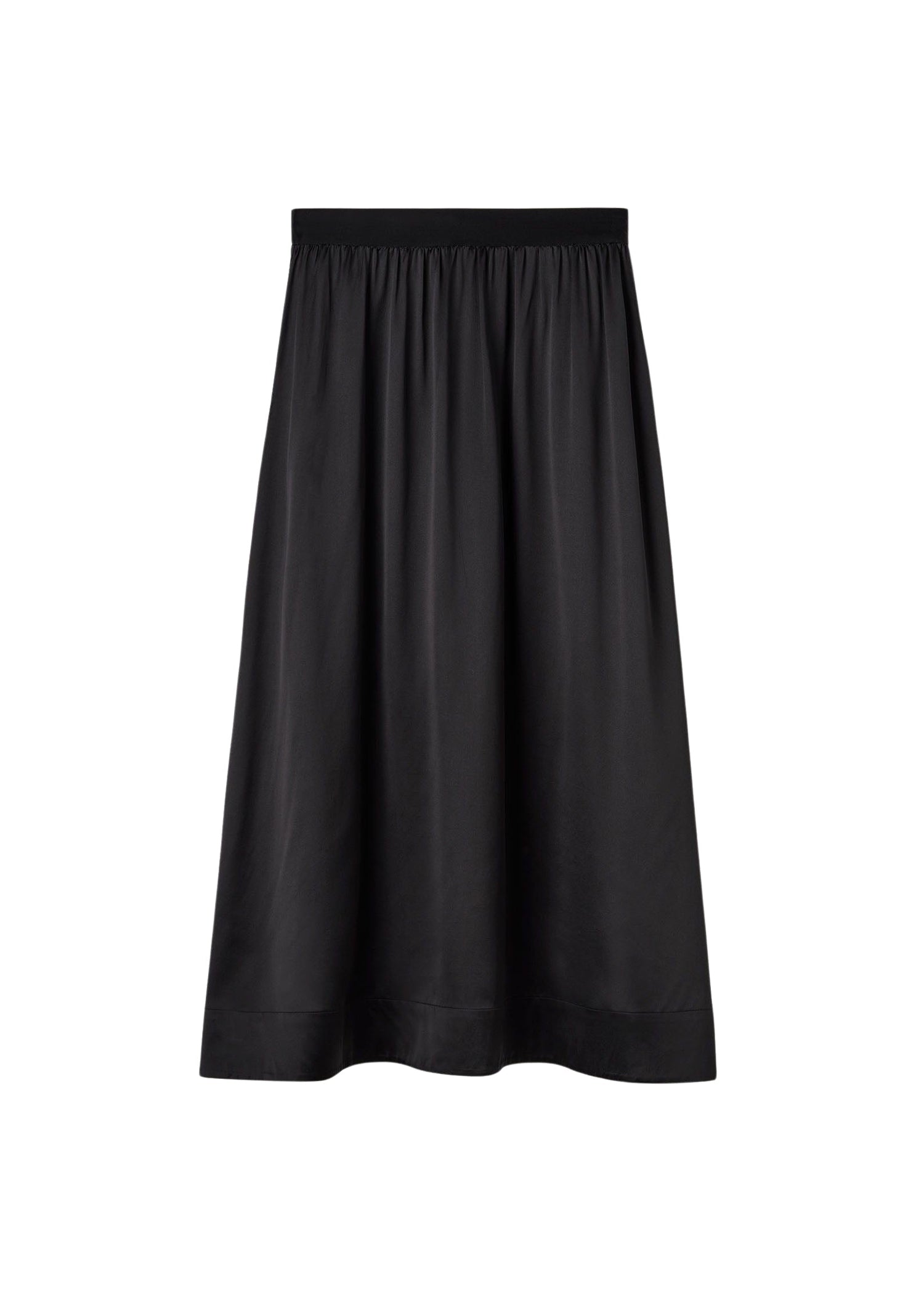 Jupe midi satinée en soie - Black