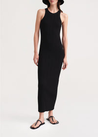 Long seamless ribbed tank dress - Black