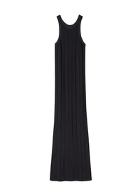 Long seamless ribbed tank dress - Black