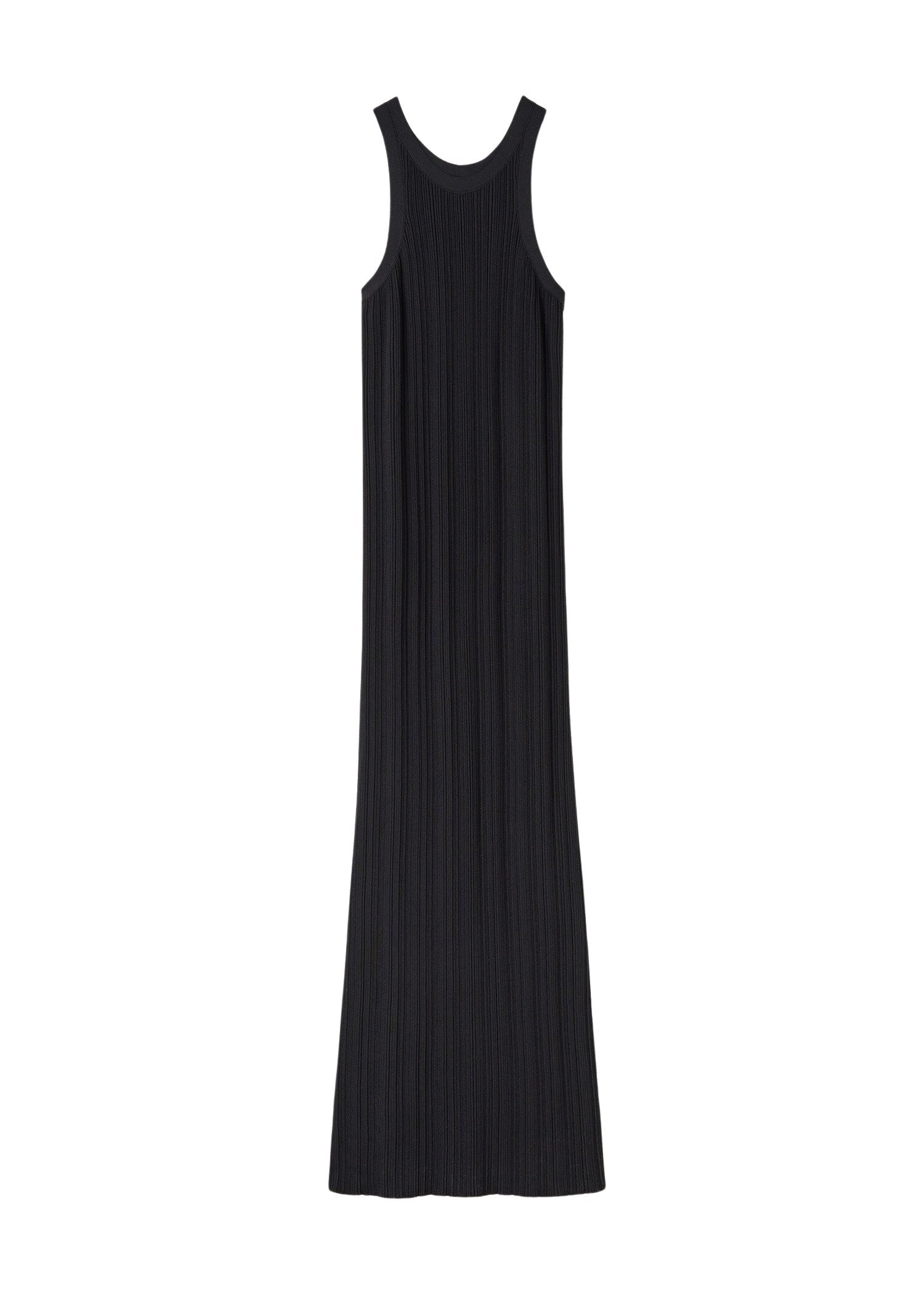 Long seamless ribbed tank dress - Black