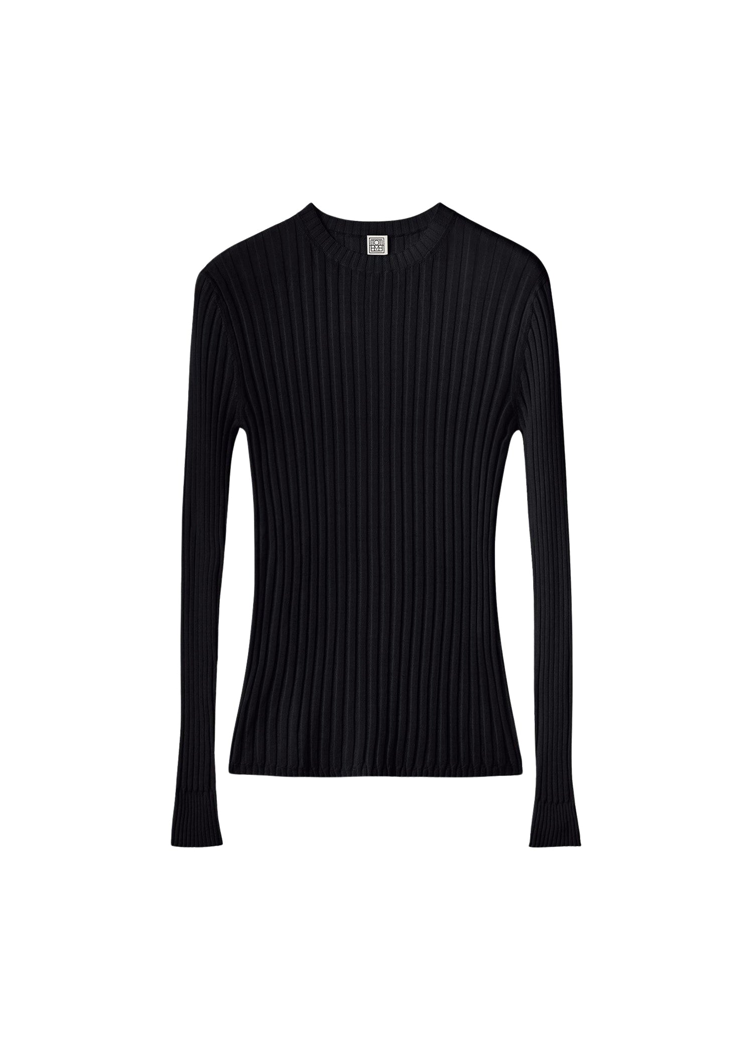 Wool rib crew neck sweater - Black
