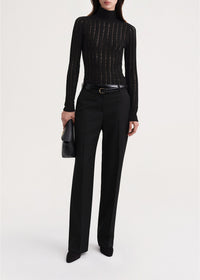 Textured silk turtleneck sweater - Black