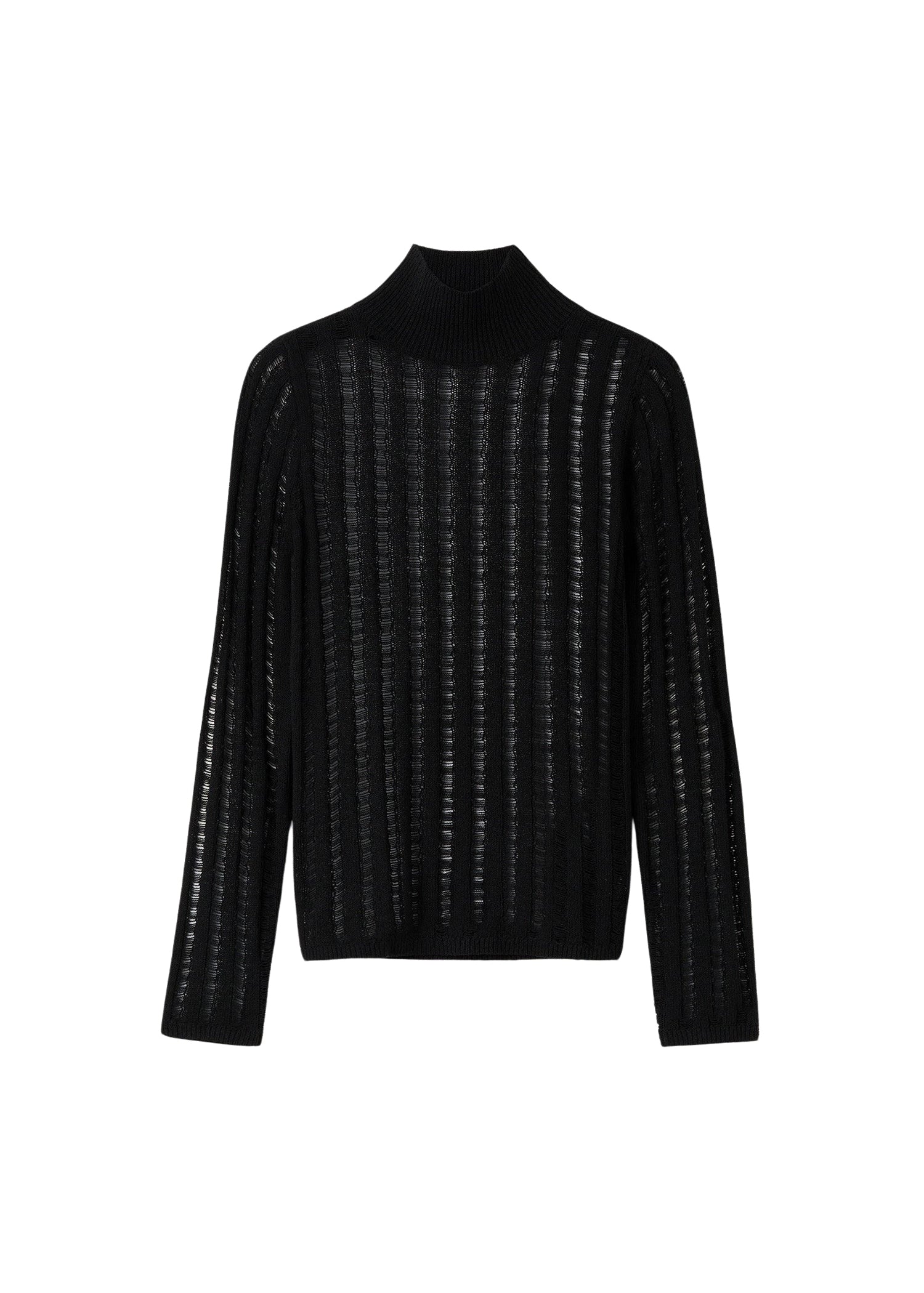 Textured silk turtleneck sweater - Black