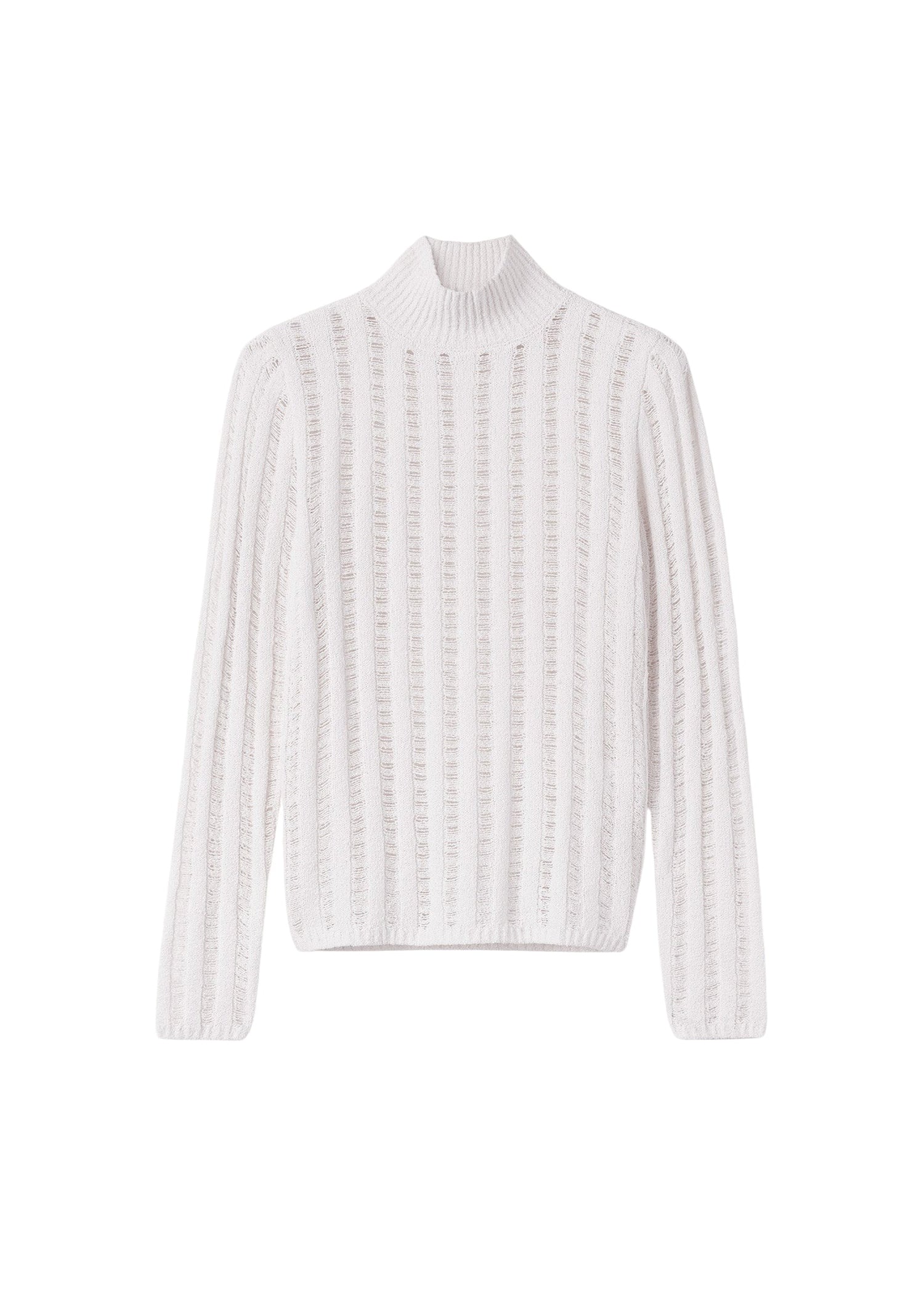 Pull à col roulé texturé en soie - Ecru