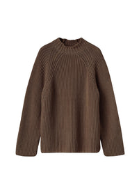 Pull à col cheminée en lin - Mocha