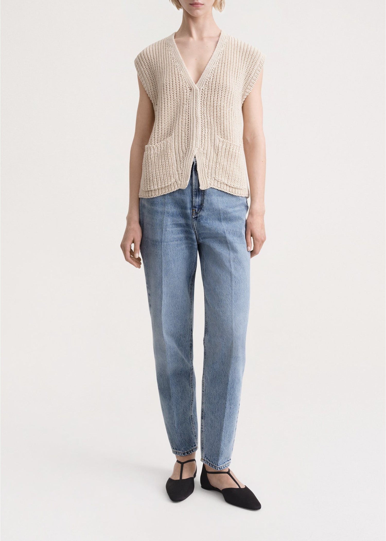 Cardigan sans manches en lin - Ecru
