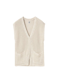 Cardigan sans manches en lin - Ecru