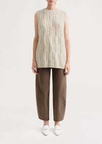 Pull sans manches torsadé en laine - Vanilla Melange