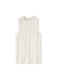 Pull sans manches torsadé en laine - Vanilla Melange