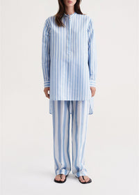 Chemise asymétrique à col mao - Cornflower Stripe