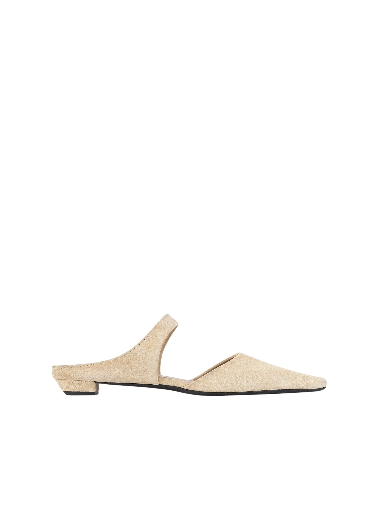 Pointy toe ballerina shoes 15 in suede - Ecru