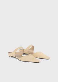 Pointy toe ballerina shoes 15 in suede - Ecru
