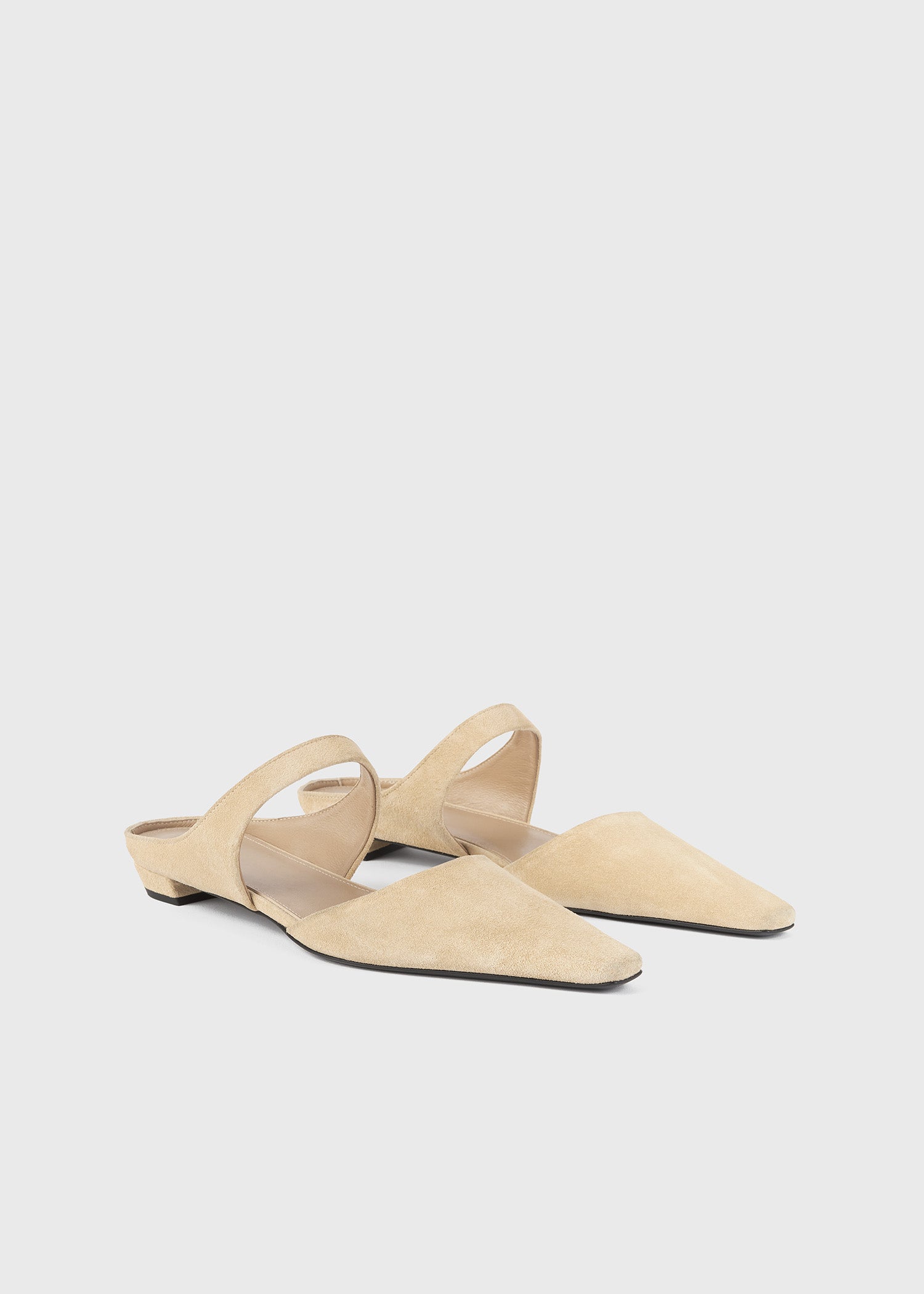 Pointy toe ballerina shoes 15 in suede - Ecru