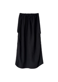 Jupe longue à cordon de serrage avec boutons - Black
