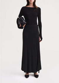 Jupe longue portefeuille à taille nouée - Black