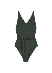 Maillot une pièce enveloppant à col en V - Dark Green